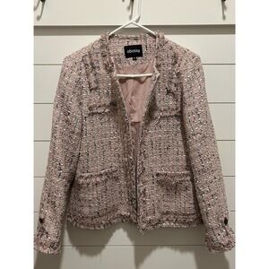 ebossy Women' Tweed Jacket M Wedding Cocktail Party Fringe Old Money Academic